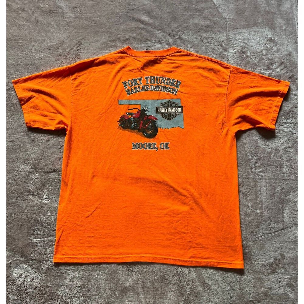 Harley-Davidson Mens 2009 Moore OK Forth‎ Thunder Orange T-Shirt Sz XL